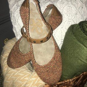 OTBT BREA Brown Rust Sienna Tweed Mary Jane Flats